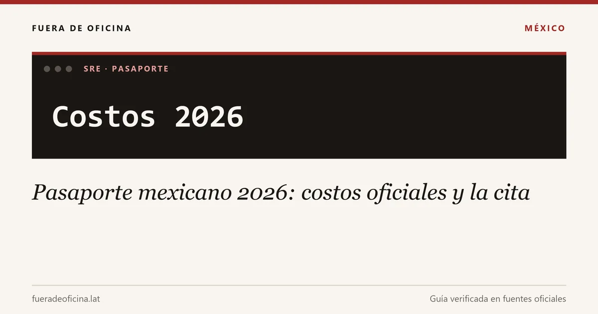 Pasaporte mexicano 2026: costos oficiales y la cita